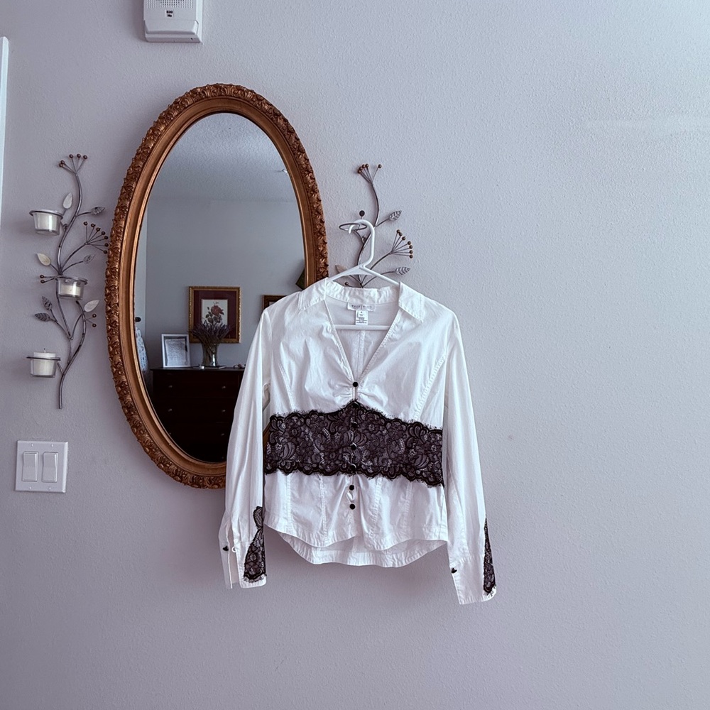 White House Black Market button down blouse V neck